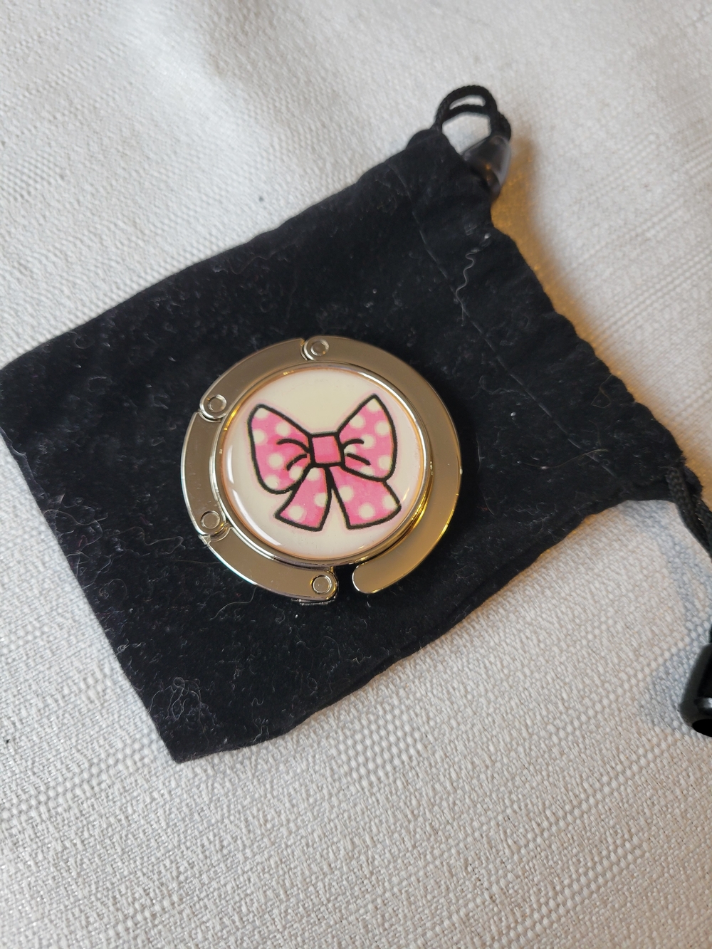 Pink Bow Table Purse Hook